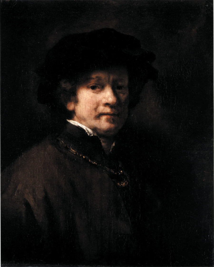 Self-Portrait with Black Beret and Gold Chain - Rembrandt