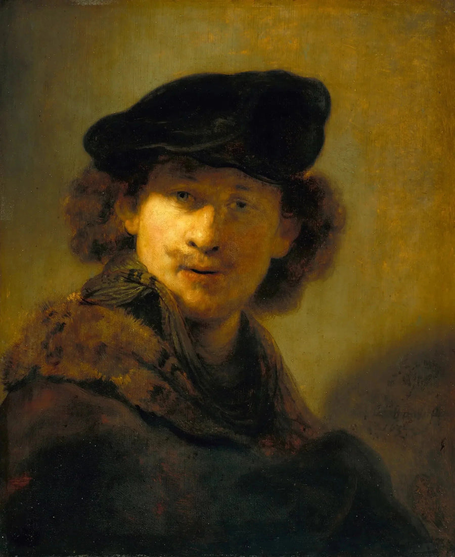 Self-Portrait with Velvet Beret - Rembrandt