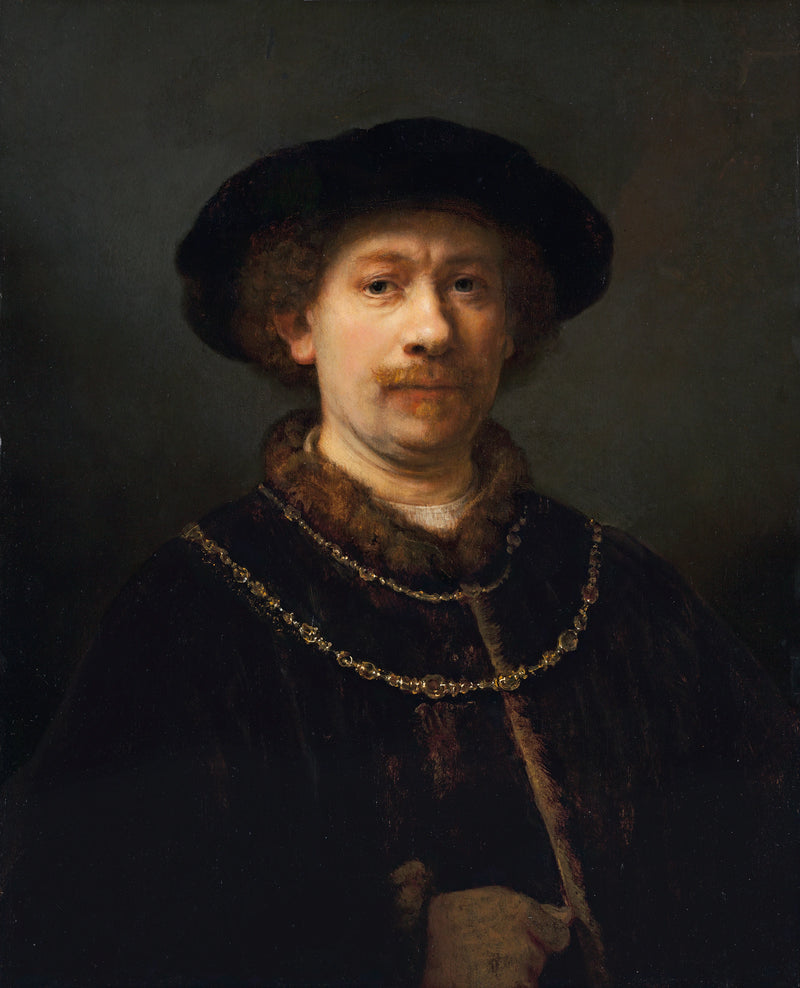 Self-Portrait with Hat and Two Chains - Rembrandt