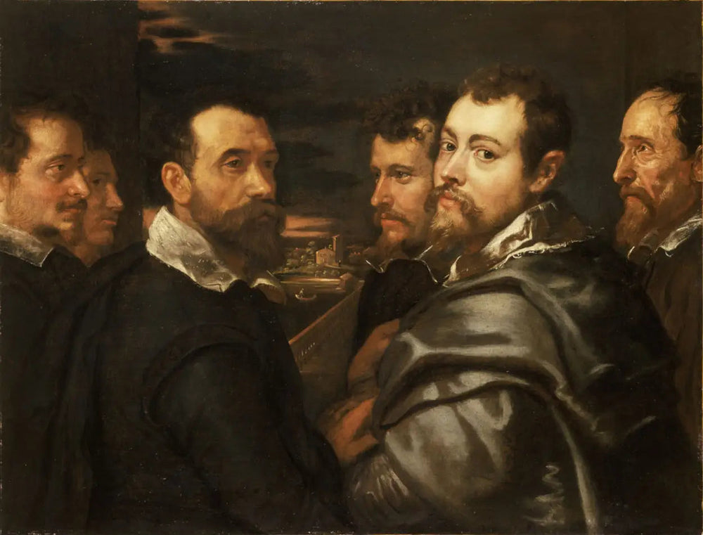 Autoportrait dans un cercle d'amis de Mantoue - Peter Paul Rubens image 1 reproduction d’œuvre d’art à l’huile