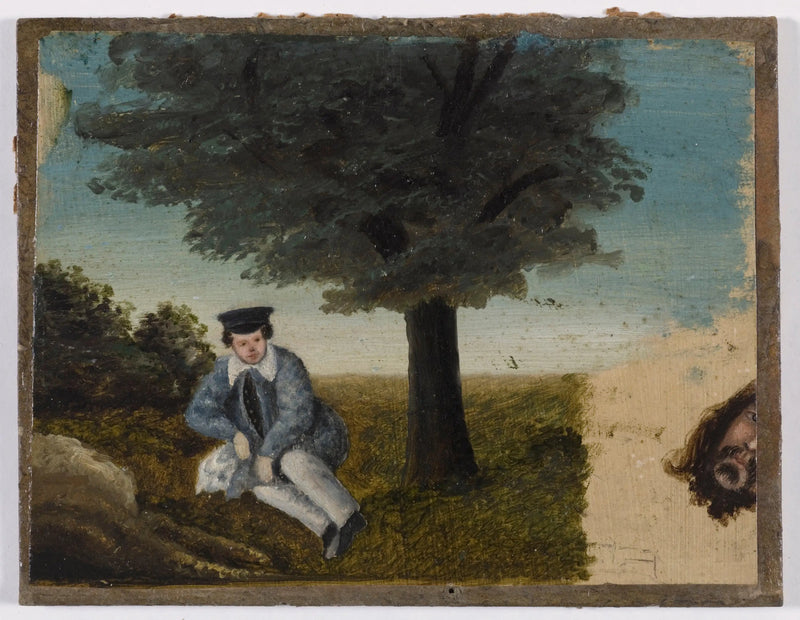 Self-portrait of Gustave Courbet at the age of four; fragment of a bearded head - Gustave Courbet