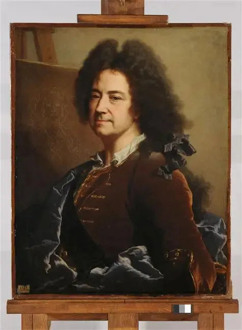 Self-portrait in front of the sketch of the portrait of Maria Serra - Hyacinthe Rigaud