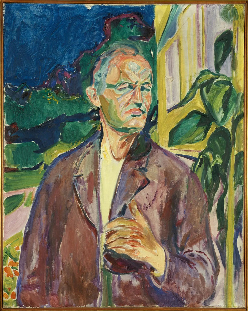 Self-Portrait in Front of the House Wall - Edvard Munch