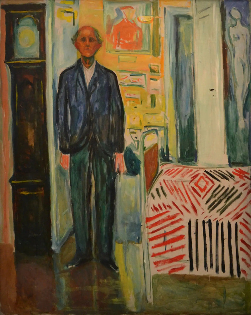Self-Portrait. Between the Clock and the Bed - Edvard Munch