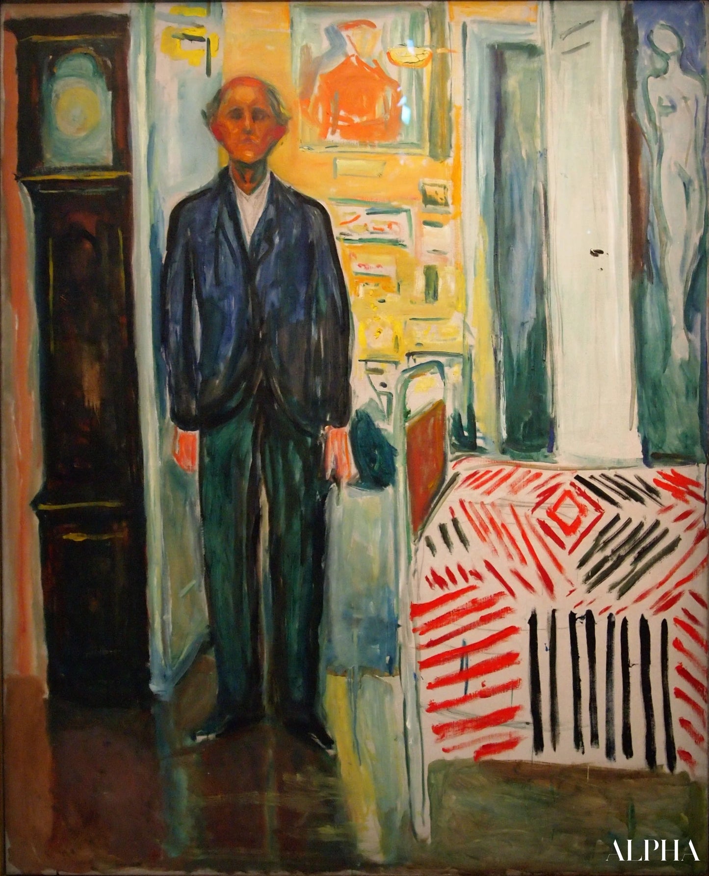 Autoportrait. Entre l'horloge et le lit - Edvard Munch - Reproductions de tableaux et peintures haut de gamme