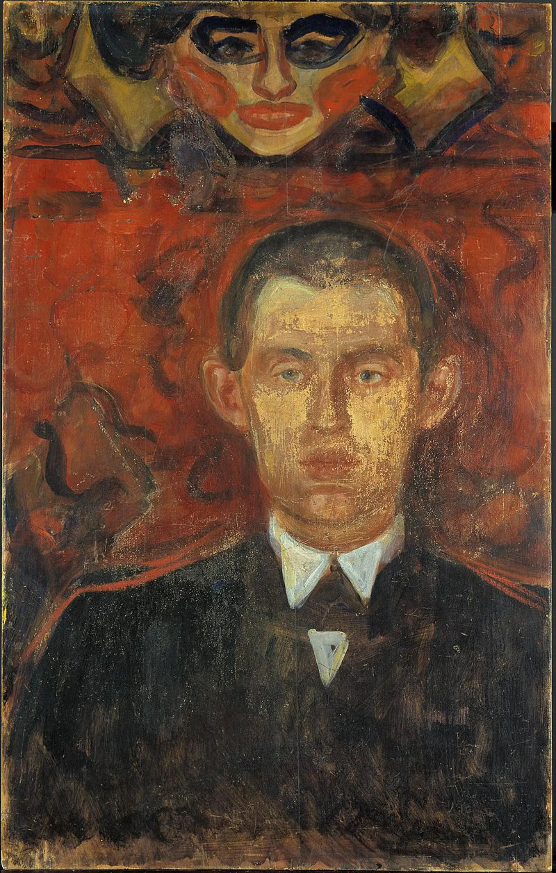 Self-Portrait with a Woman's Mask - Edvard Munch