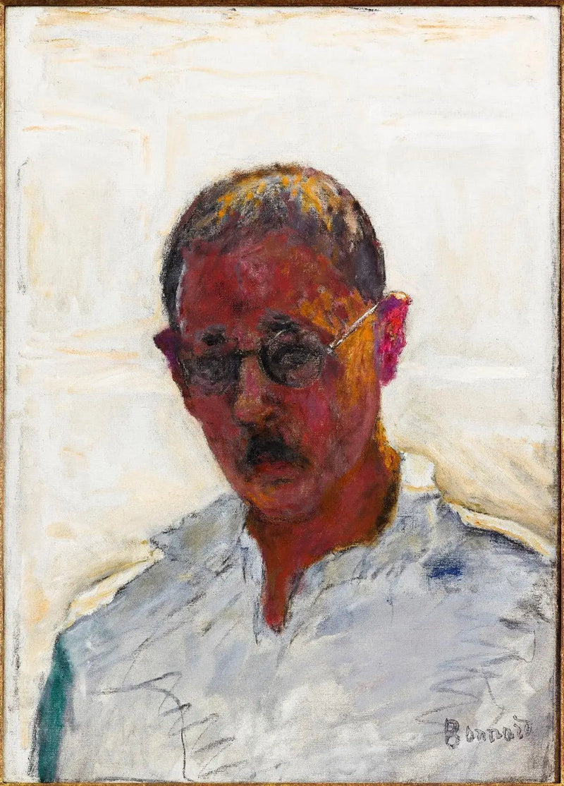 Self-Portrait on White Background, Open-Collared Shirt - Pierre Bonnard