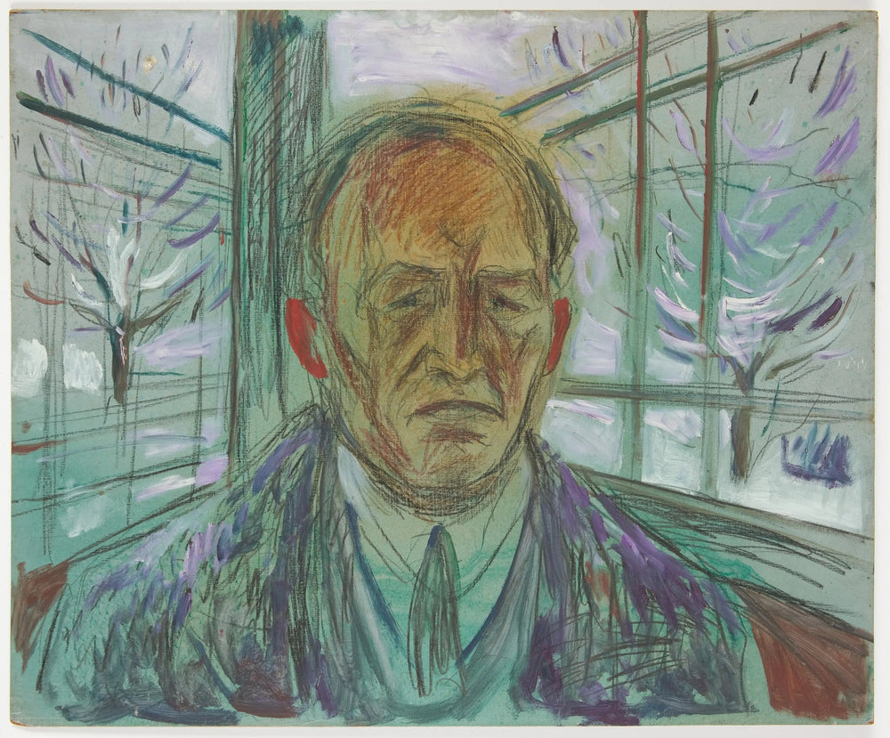 Autoportrait sur la véranda - Edvard Munch image 1 copie de tableau peinte à la main