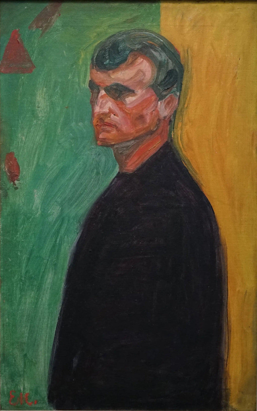 Autoportrait sur un fond bicolore - Edvard Munch image 1 copie de tableau peinte à la main