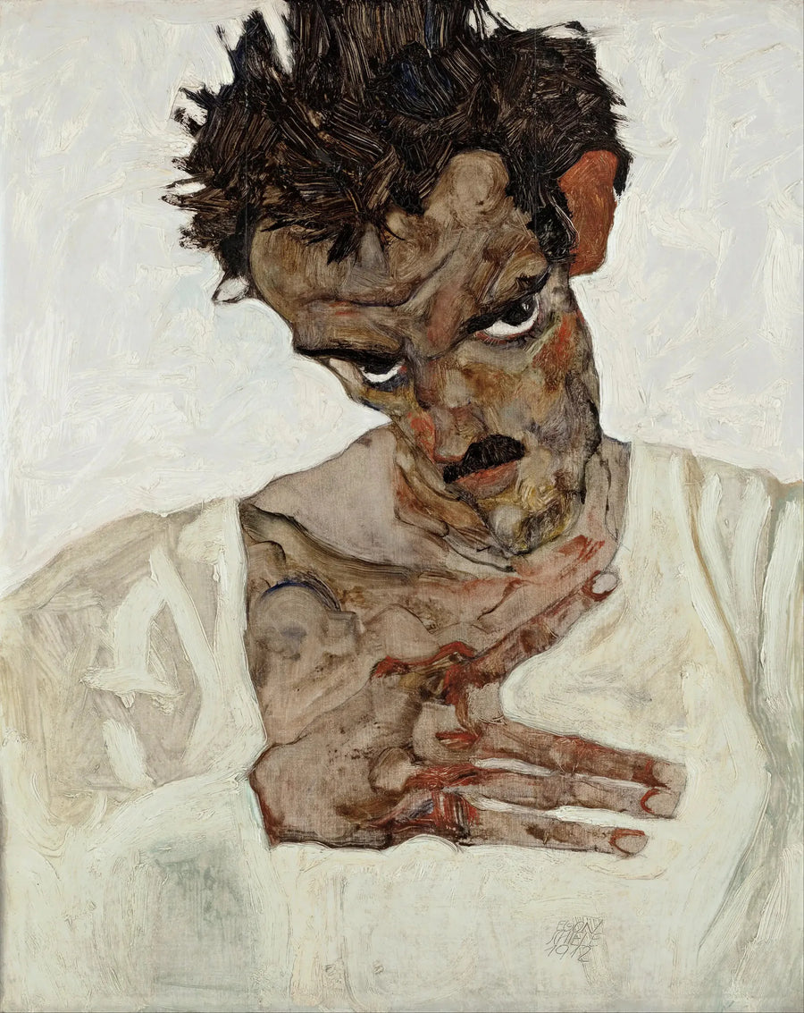 Autoportrait tête baissée - Egon Schiele image 1 tableau peint à l’huile sur toile