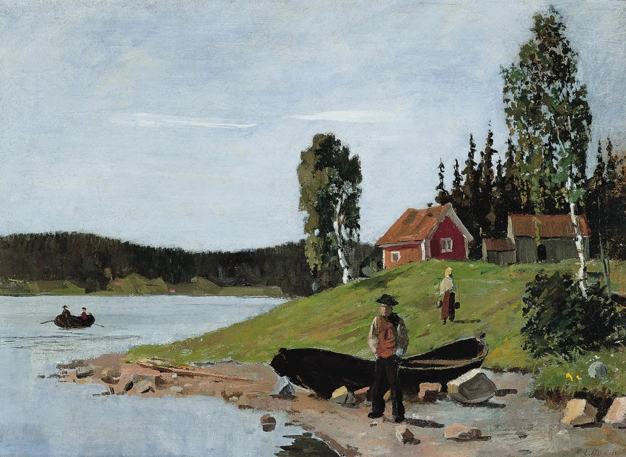 Bay with Ship and House - Edvard Munch