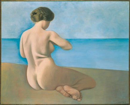 Seated Back Bathing Woman on the Sand - Félix Vallotton