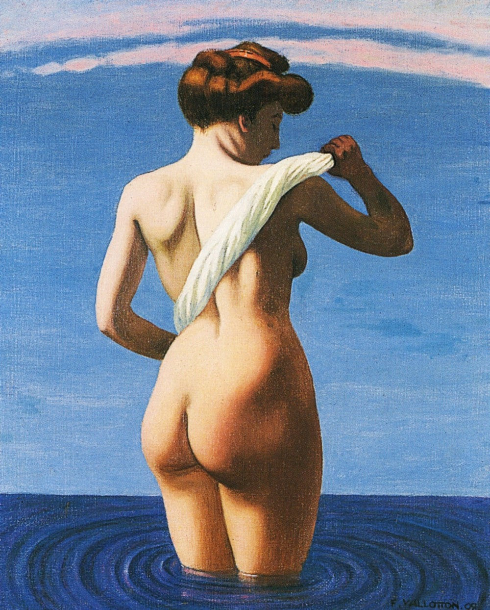Back Bathing Woman Wiping Herself with a Rolled Cloth - Félix Vallotton