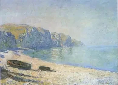 Boats on Pourville beach, low tide W709 - Monet
