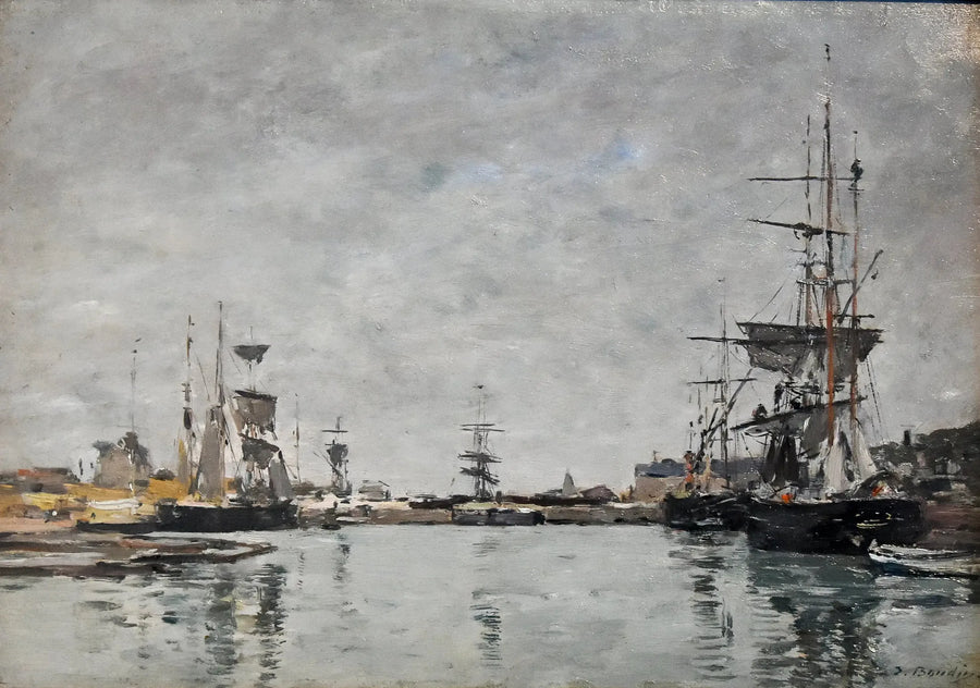 Deauville Basin Gray Sky - Eugène Boudin