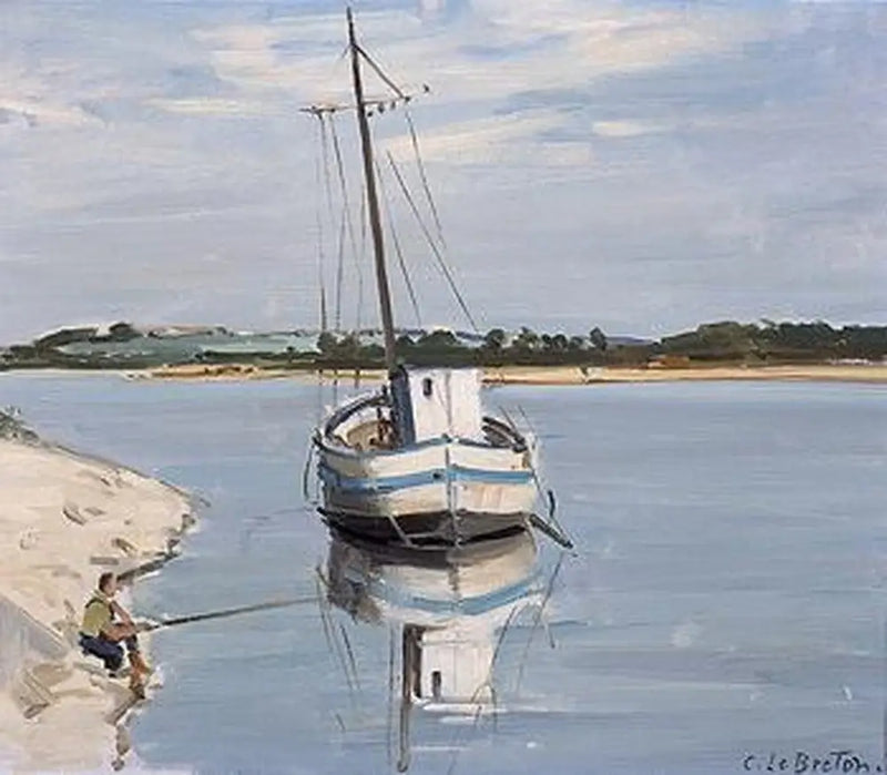 White boat on the Loire - Jules Breton