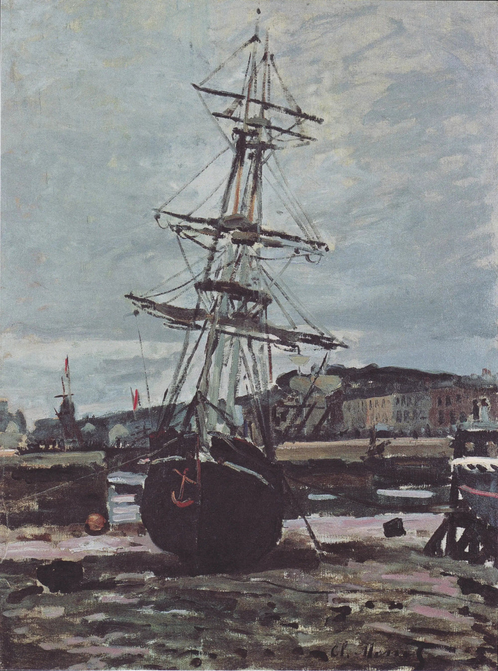 Bateau échoué à Fécamp - Claude Monet image 1 copie peinte à la main à l’huile
