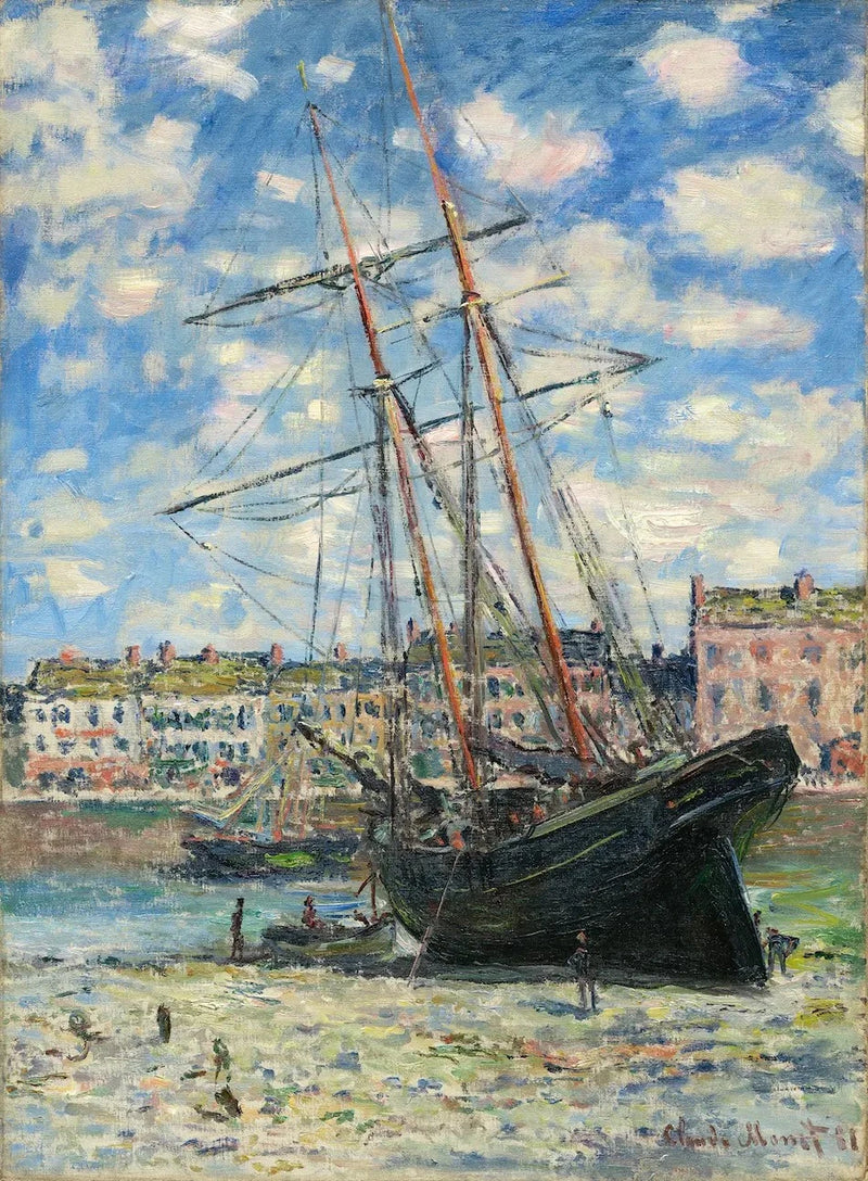 Boat stranded at low tide W644 - Claude Monet