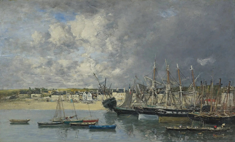 Boats at Anchor in the Port, Portrieux - Eugène Boudin
