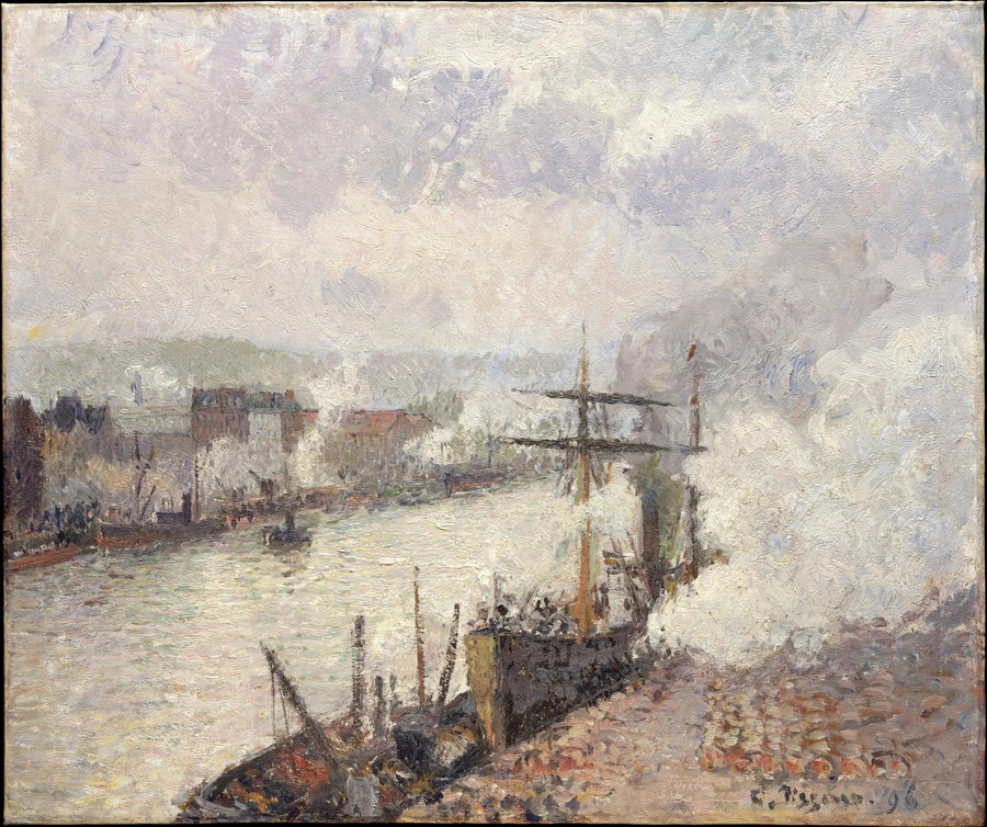 Steam Boats in the Port of Rouen - Camille Pissarro