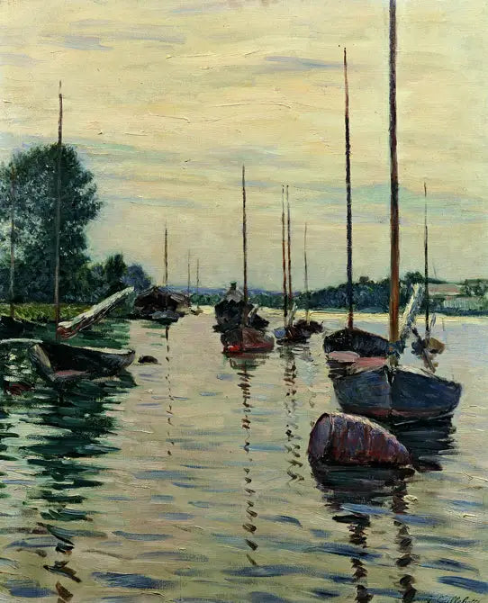 Moored Boats on the Seine - Gustave Caillebotte
