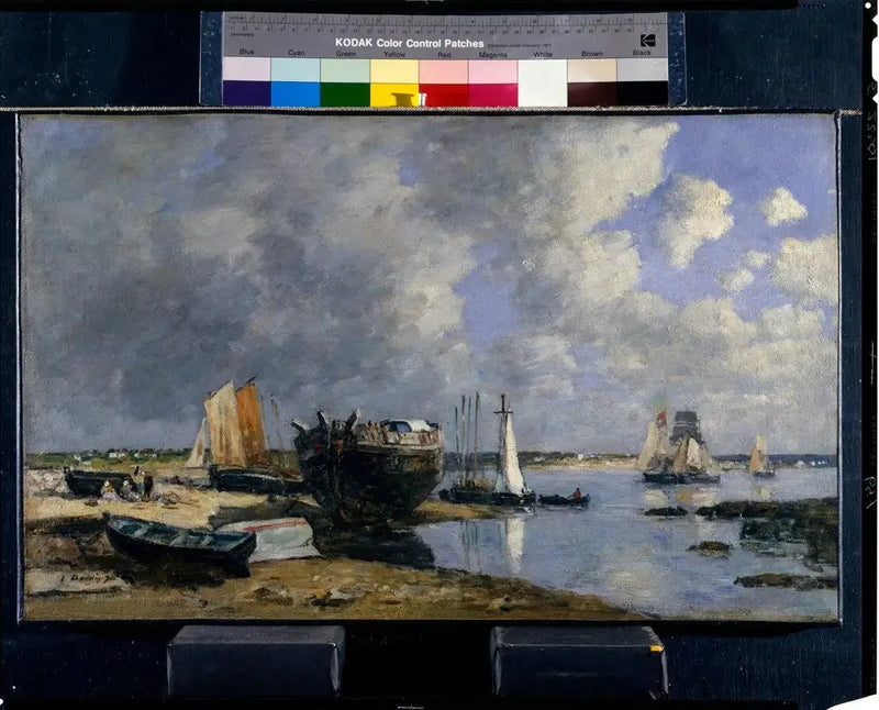 Boats at Anchor and at the Bridgehead - Eugène Boudin