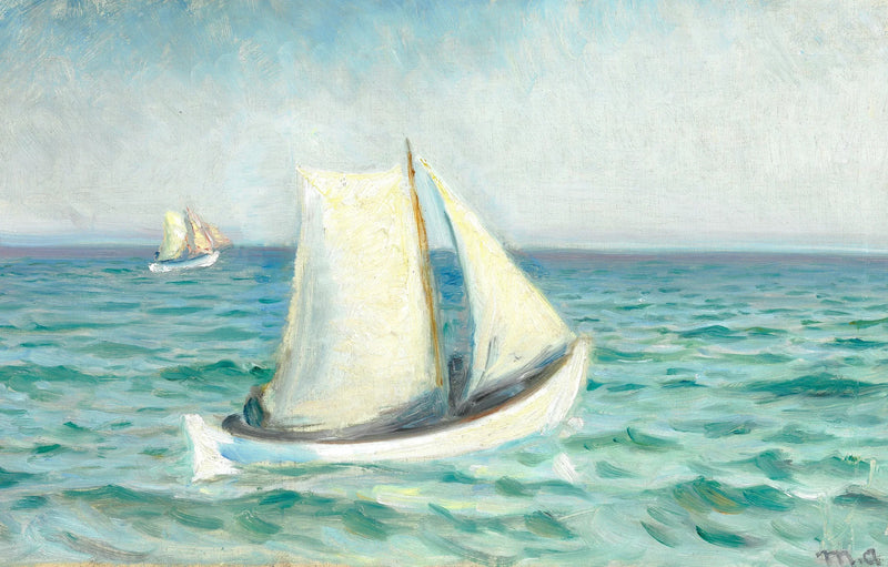 White boats at sea under the sun. Skagen. - Michael Peter Ancher