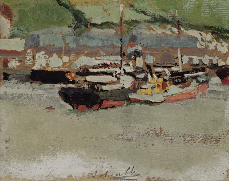 Boats in a Harbor - Joaquín Sorolla