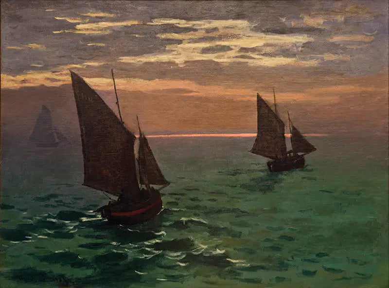 Bateaux de pêche en mer - Claude Monet image 1 copie de tableau peinte à la main