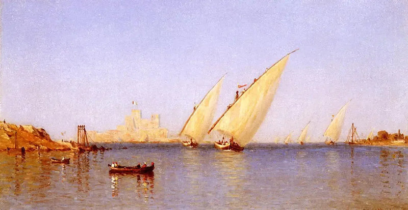 Fishing boats entering the port of Brindisi - Sanford Robinson Gifford