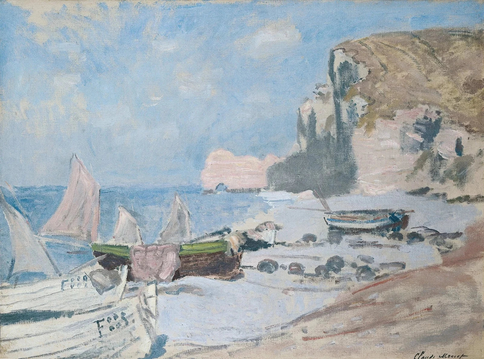 Bateaux de pêche, Étretat W1013 par Claude Monet, musée Eugène-Boudin de Honfleur