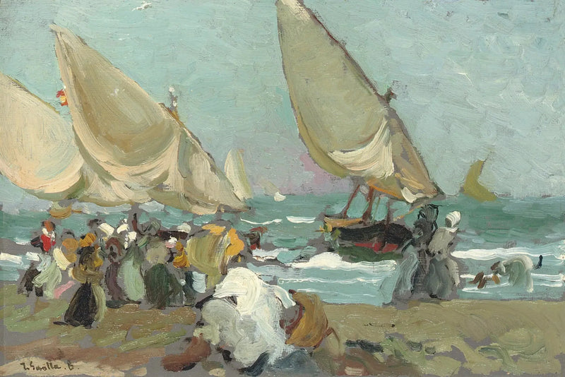 Boats on the Beach at Valencia - Joaquín Sorolla