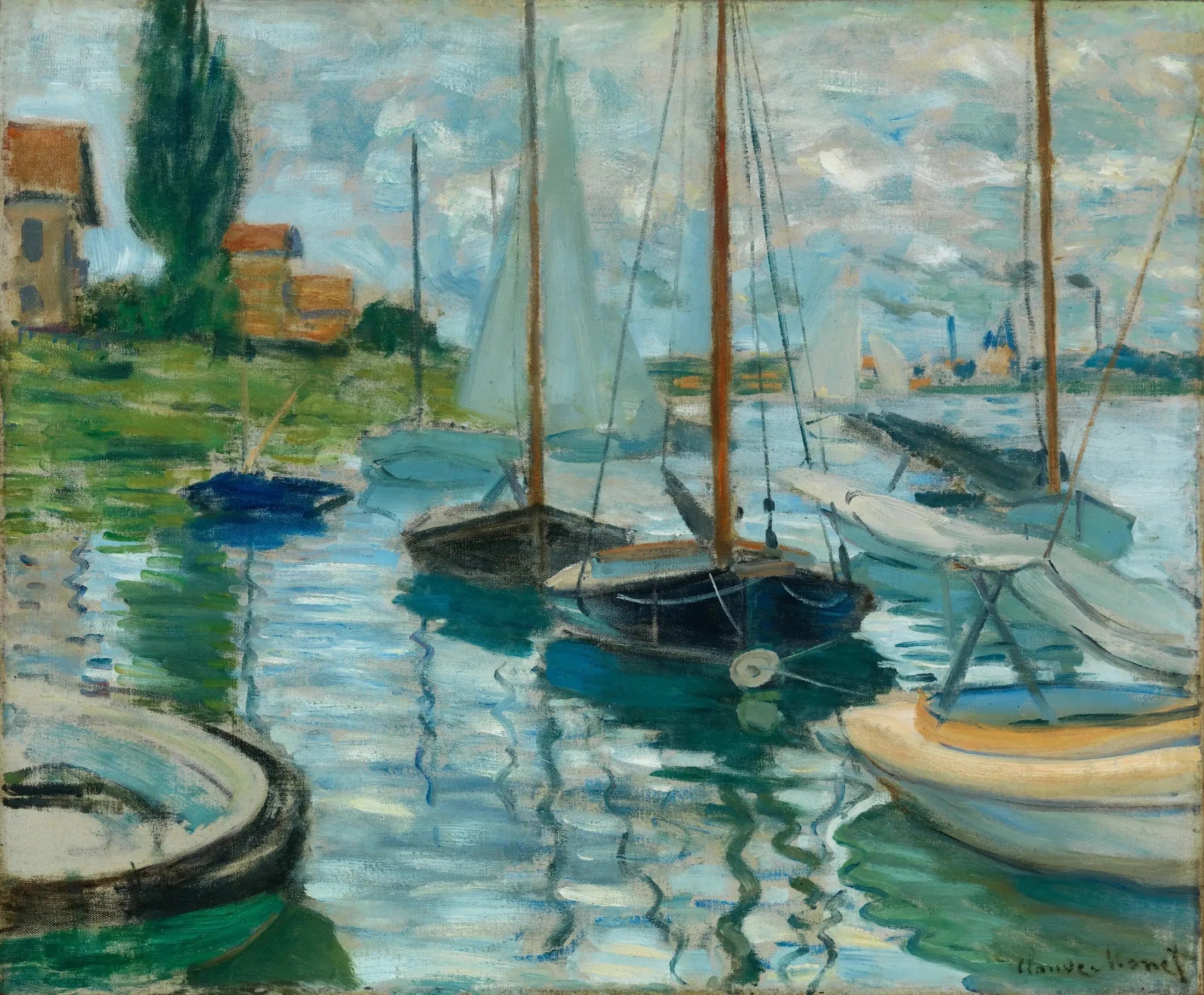 Bateaux sur la Seine à Gennevilliers - Claude Monet image 1 copie de tableau peinte à la main