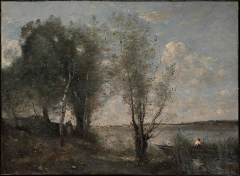 Bathing among the reeds - Jean-Baptiste Camille Corot