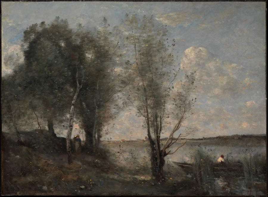 Bathing among the reeds - Jean-Baptiste Camille Corot