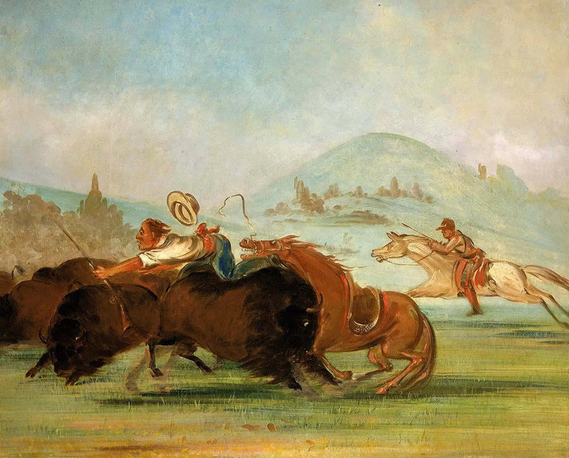 Batiste et moi, Running Buffalo, embouchure du Yellowstone - George Catlin