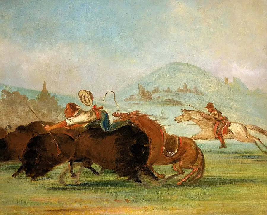 Batiste et moi, Running Buffalo, embouchure du Yellowstone - George Catlin