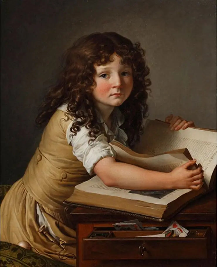 Benoît Agnès Trioson looking at figures in a book - Anne-Louis Girodet