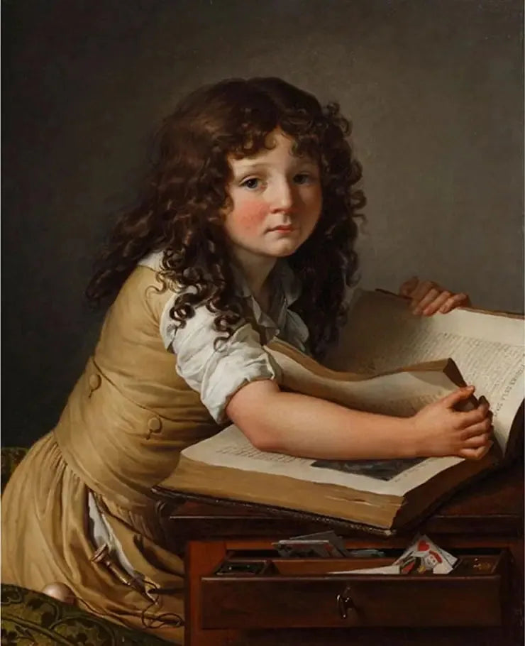 Benoît Agnès Trioson looking at figures in a book - Anne-Louis Girodet