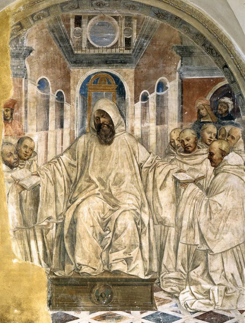 Benoît presents his rule to the olive monks. - Il Sodoma (Giovanni Antonio Bazzi)