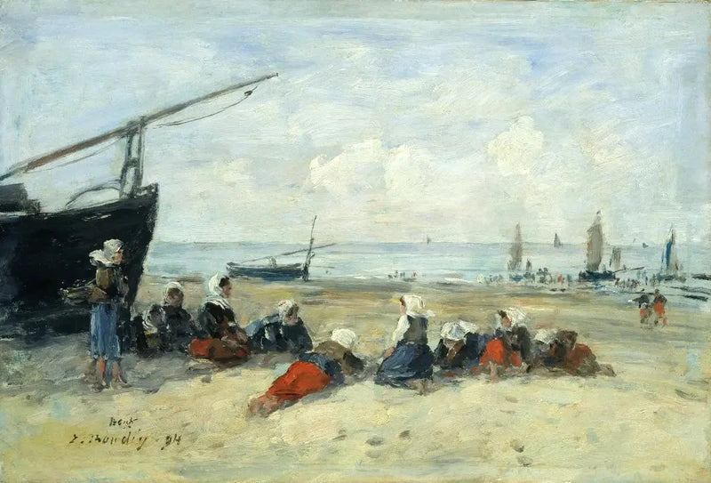 Berck, Fisherwomen on the Beach, Low Tide - Eugène Boudin