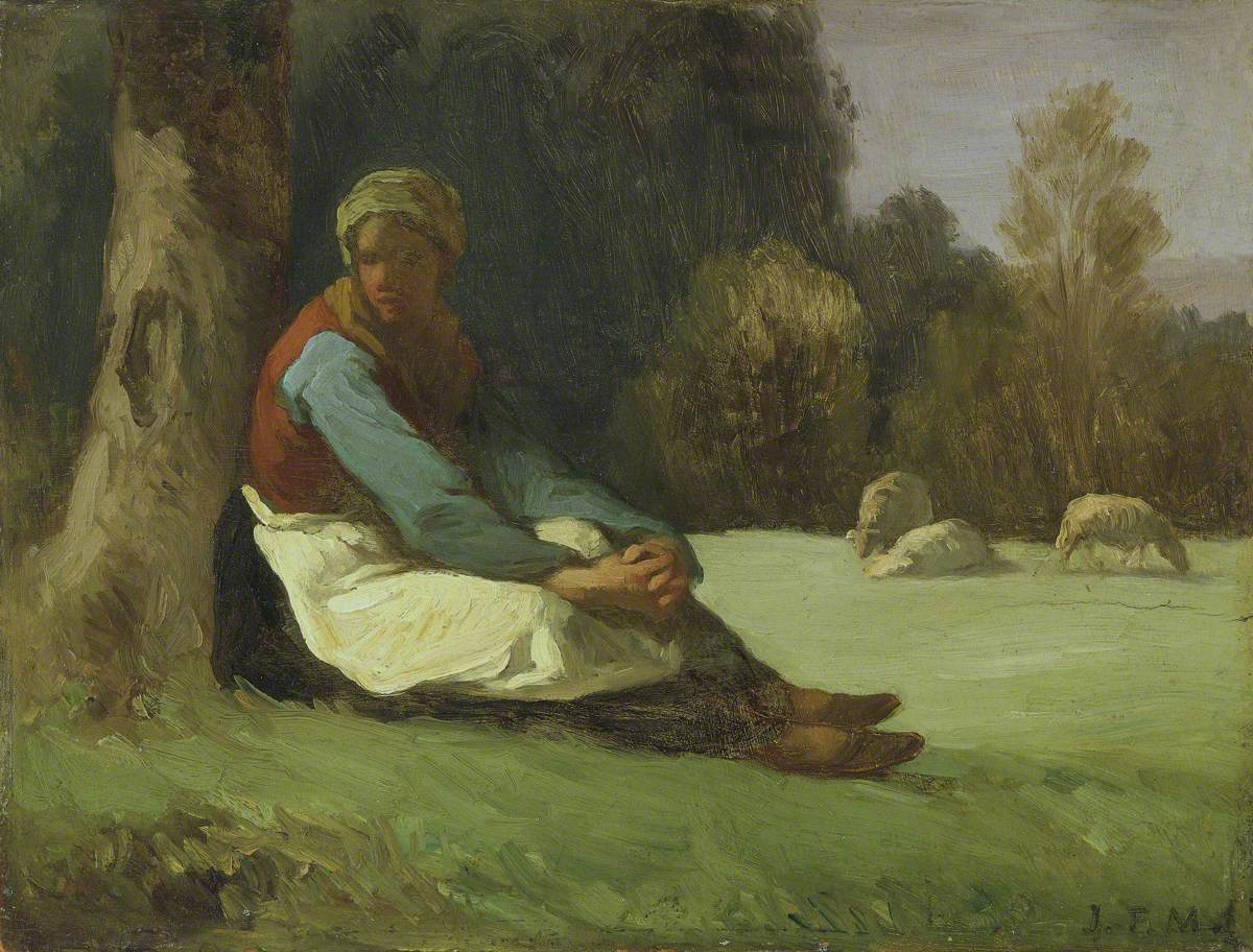 Seated Shepherdess - Jean-François Millet