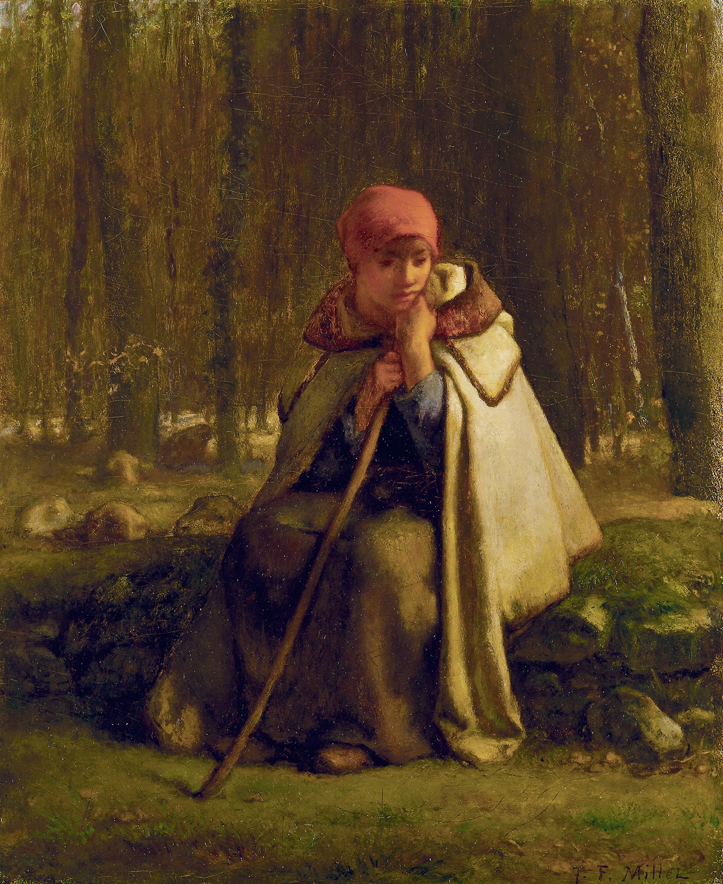 Seated Shepherdess - Jean-François Millet