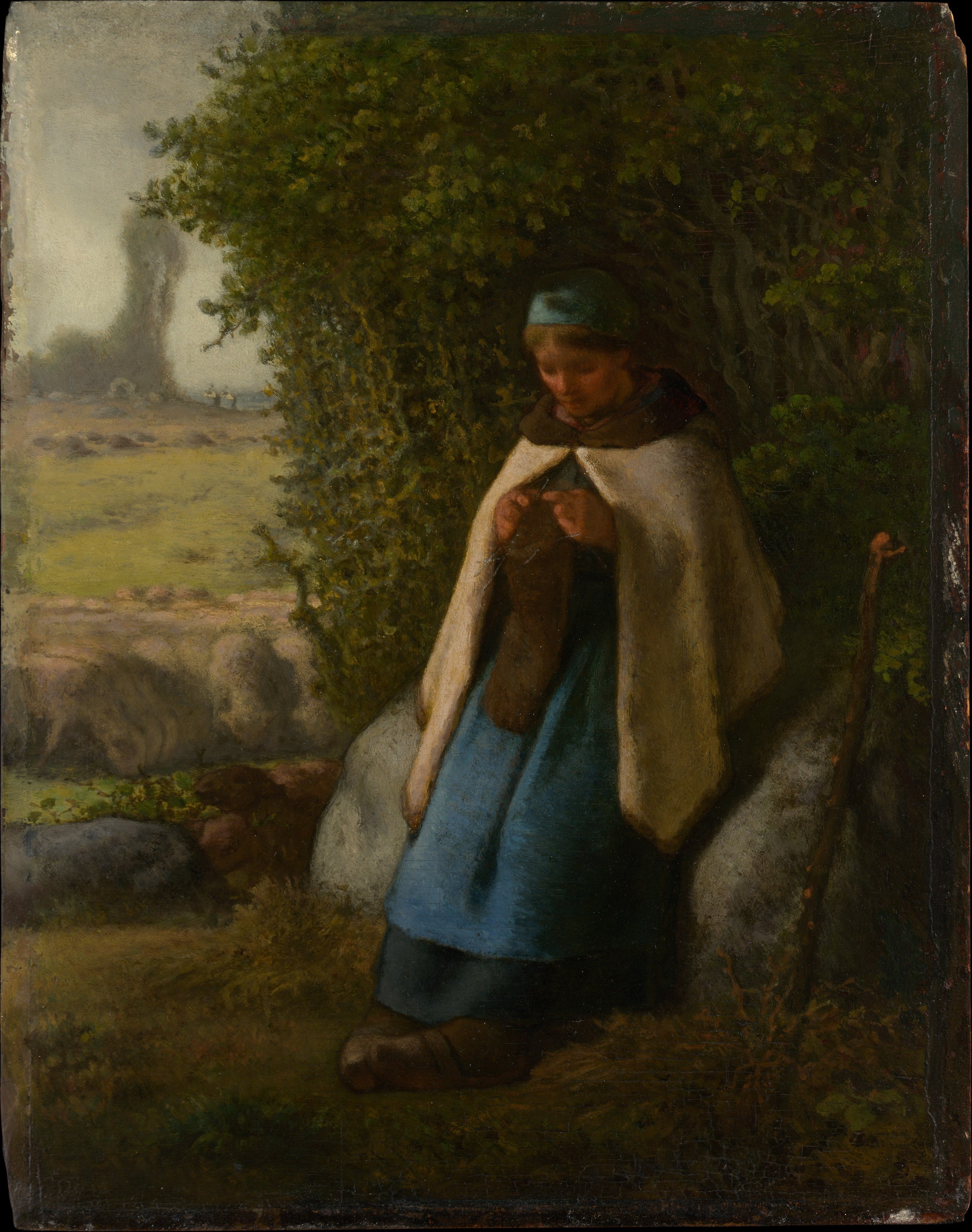Seated Shepherdess on a Rock - Jean-François Millet