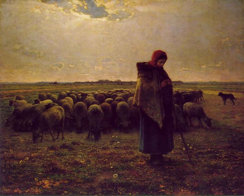 Bergère with her flock - Jean-François Millet