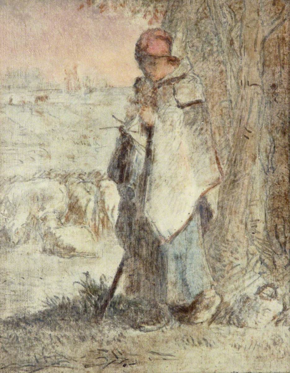 Knitting Shepherdess - Jean-François Millet