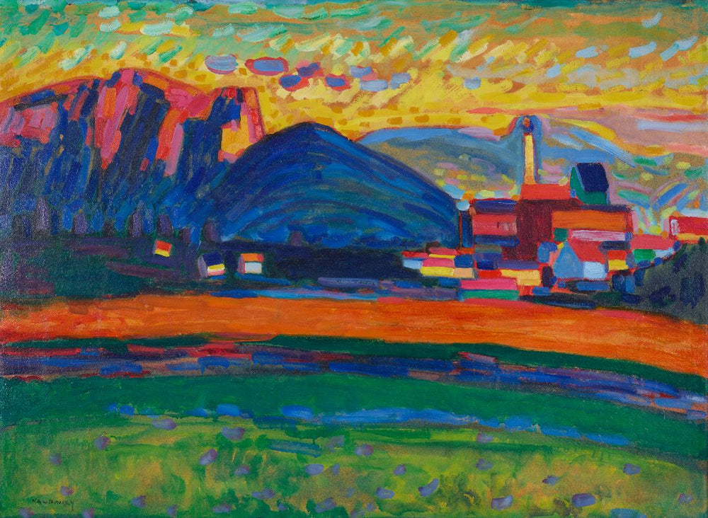 Berglandschaft mit Dorf I - Vassily Kandinsky image 1 reproduction d’œuvre d’art à l’huile