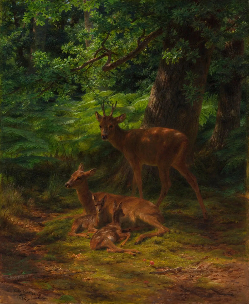 Doe and stag at rest - Rosa Bonheur