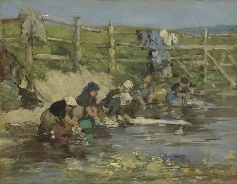 Washerwomen by a Stream - Eugène Boudin