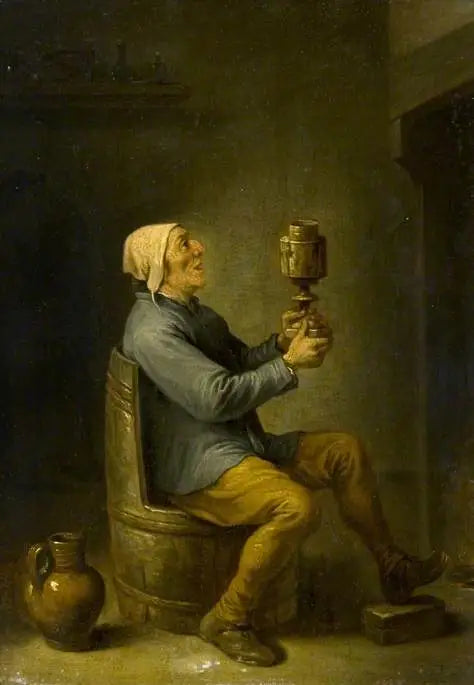 Sitting Farmer on a Barrel Chair - David Teniers the Younger